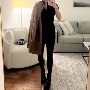 Stylish Black and Light Brown Mock Neck Body Suits with zippers